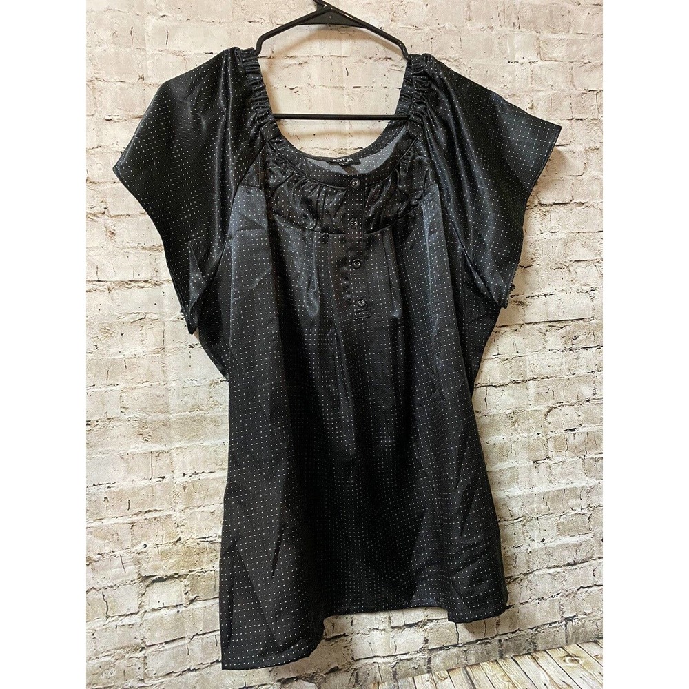 Apt.9 Woman's Black Polka Dot Top Blouse Size XL